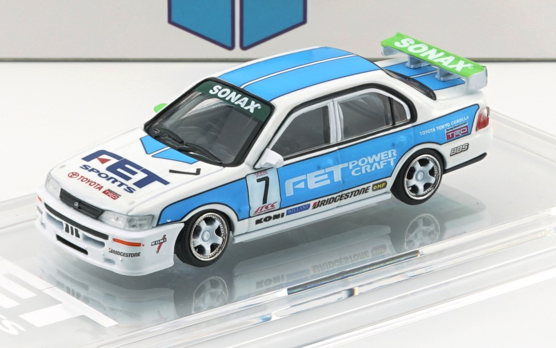 BM Creations 1:64 (Malaysia Exclusive) Toyota Corolla AE100 - JTCC 'FET' Super Tourer 1994 #7 (64B0454) Diecast Car Model Available Now