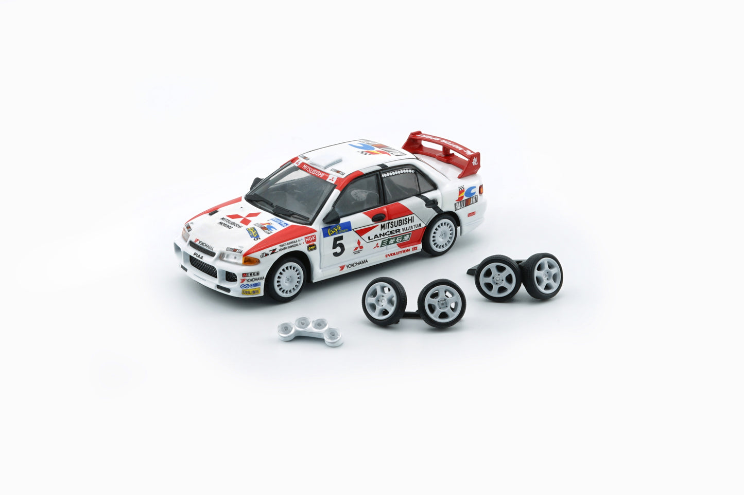 BM Creations 1:64 Mitsubishi Lancer EVO III (RHD) Hong Kong Beijing Rally 1995 #5 Dealer (64B0223) Diecast Car Model Available In August 2025 Pre Order Now
