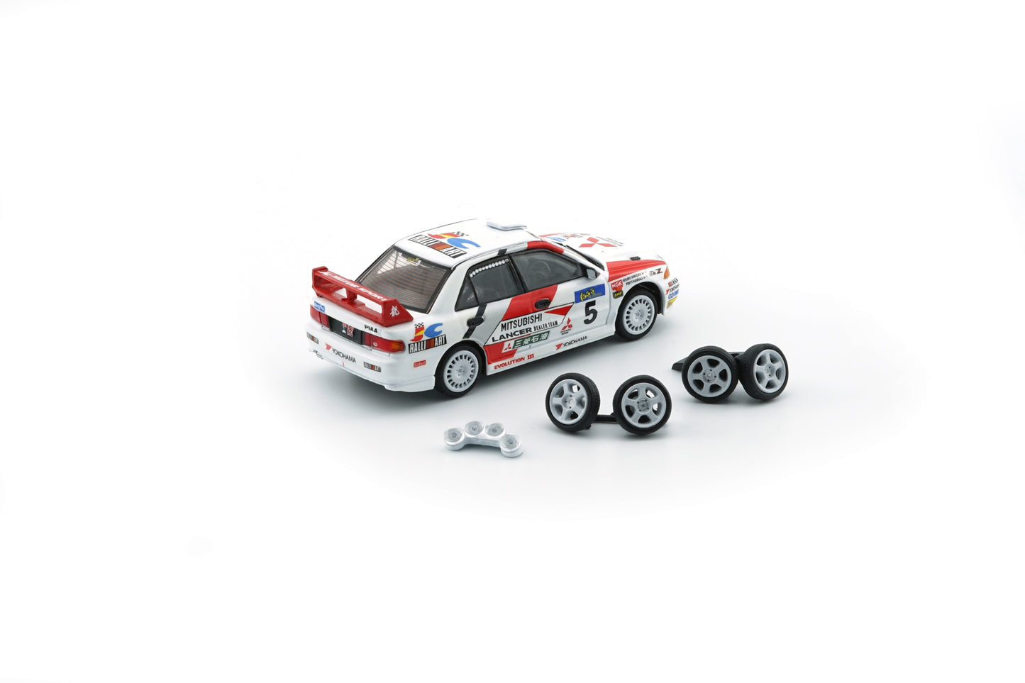 BM Creations 1:64 Mitsubishi Lancer EVO III (RHD) Hong Kong Beijing Rally 1995 #5 Dealer (64B0223) Diecast Car Model Available In August 2025 Pre Order Now