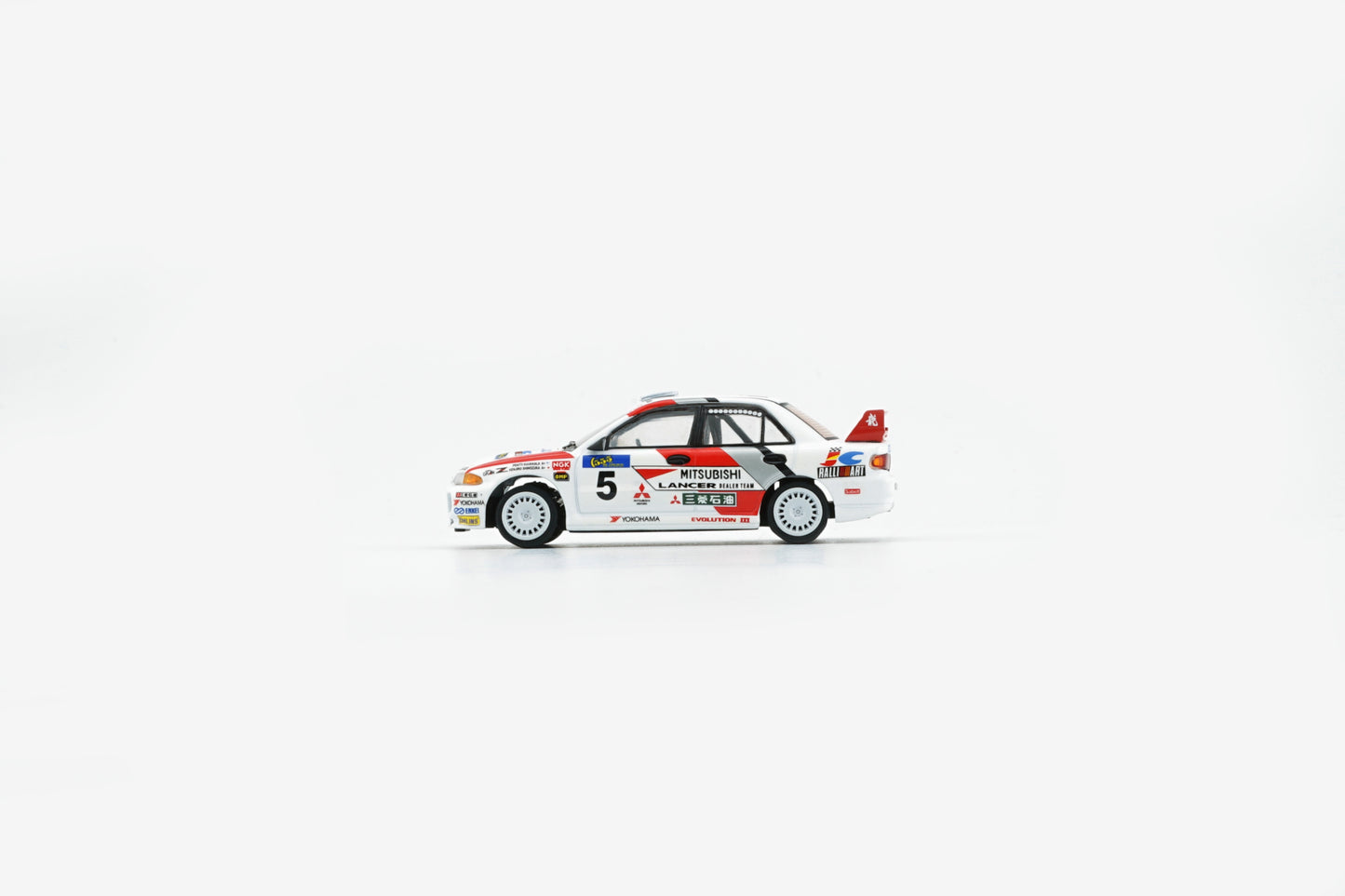 BM Creations 1:64 Mitsubishi Lancer EVO III (RHD) Hong Kong Beijing Rally 1995 #5 Dealer (64B0223) Diecast Car Model Available In August 2025 Pre Order Now
