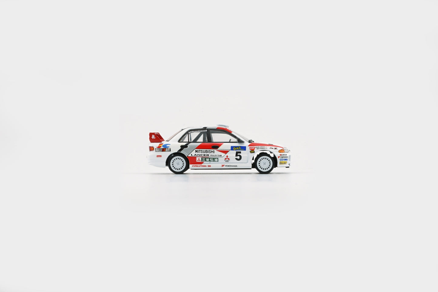 BM Creations 1:64 Mitsubishi Lancer EVO III (RHD) Hong Kong Beijing Rally 1995 #5 Dealer (64B0223) Diecast Car Model Available In August 2025 Pre Order Now