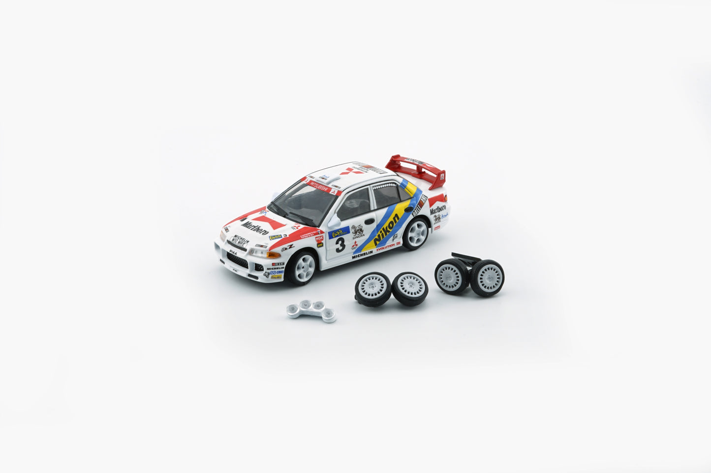 BM Creations 1:64 Mitsubishi Lancer EVO III (LHD) Hong Kong Beijin Rally 1995 #3 NIKON (64B0224) Diecast Car Model Available In August 2025 Pre Order Now