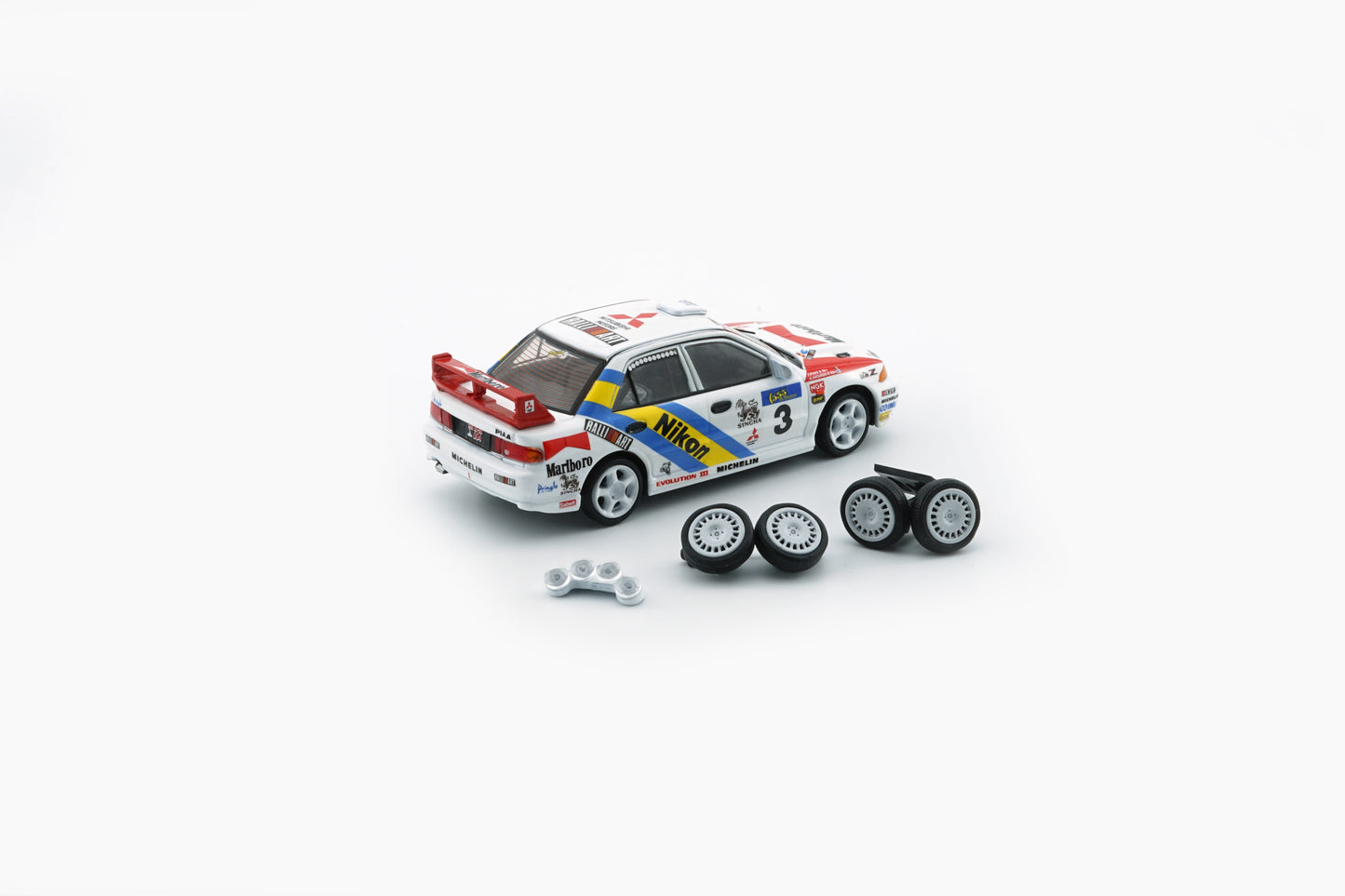 BM Creations 1:64 Mitsubishi Lancer EVO III (LHD) Hong Kong Beijin Rally 1995 #3 NIKON (64B0224) Diecast Car Model Available In August 2025 Pre Order Now