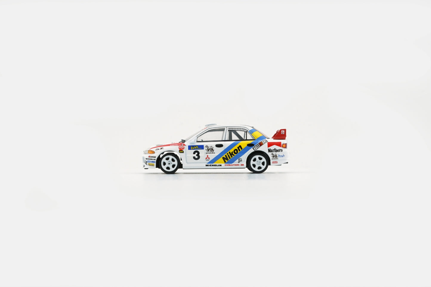 BM Creations 1:64 Mitsubishi Lancer EVO III (LHD) Hong Kong Beijin Rally 1995 #3 NIKON (64B0224) Diecast Car Model Available In August 2025 Pre Order Now