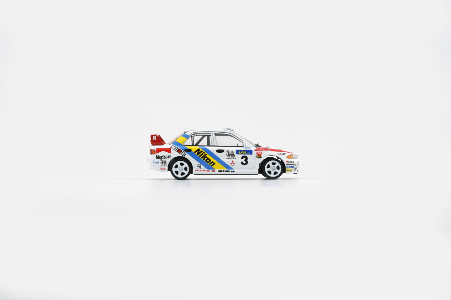 BM Creations 1:64 Mitsubishi Lancer EVO III (LHD) Hong Kong Beijin Rally 1995 #3 NIKON (64B0224) Diecast Car Model Available In August 2025 Pre Order Now
