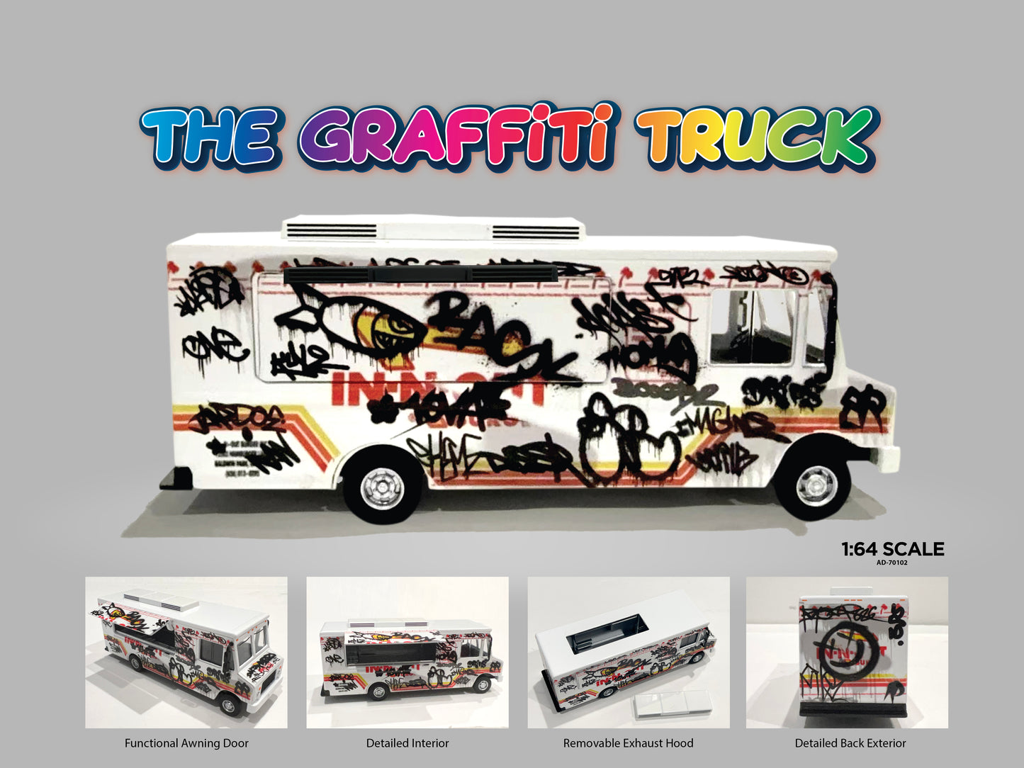 American Diorama 1:64 Food Truck series - Graffiti style / LB Cafe / The Black Truck ( AD-70102 / AD-70103 / AD-70201 ) Diecast Model Available In October 2025 Pre Order Now