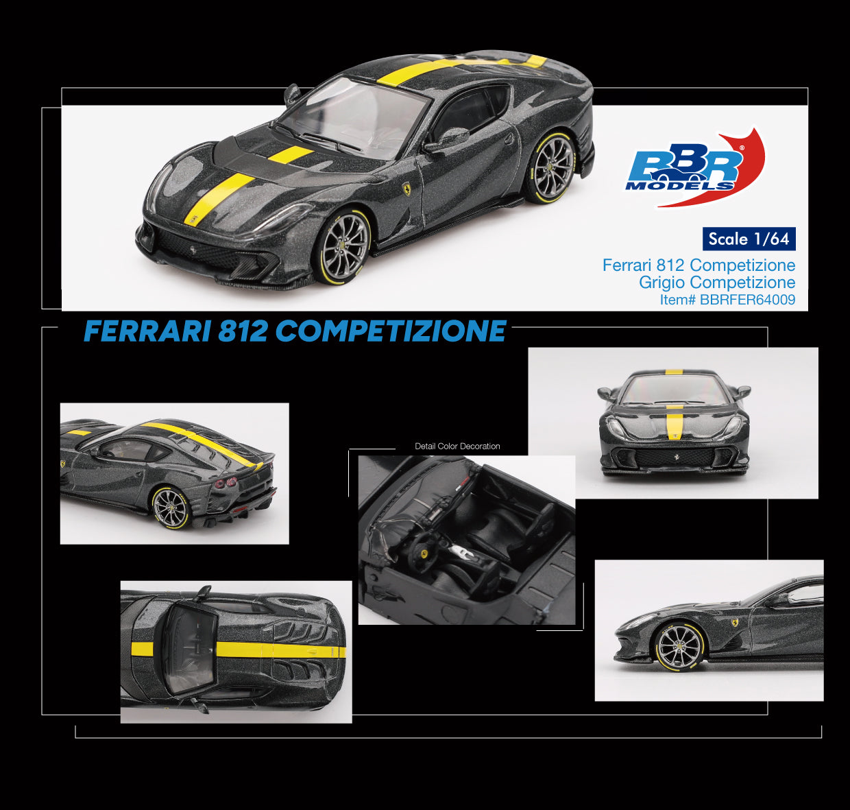 BBR Models 1:64 Ferrari 812 Competizione Grigio Competizione (BBRFER64009) Diecast Car Model Available In July 2025 Pre Order Now