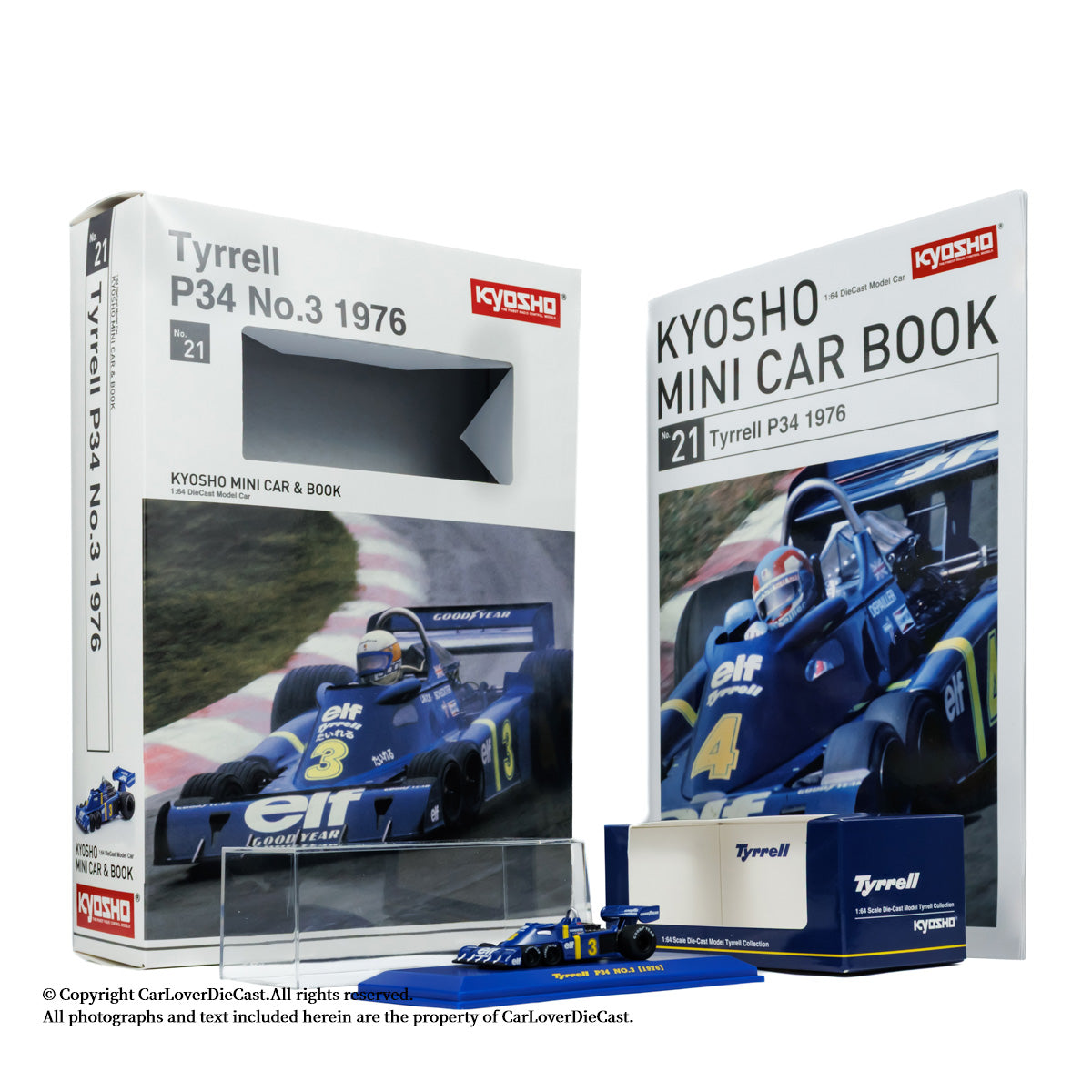 Kyosho 1:64 Tyrrell P34 No.3 1976 Diecast Car Model With Book Simplified Chinese Version (K07038B1-CL) Available Now