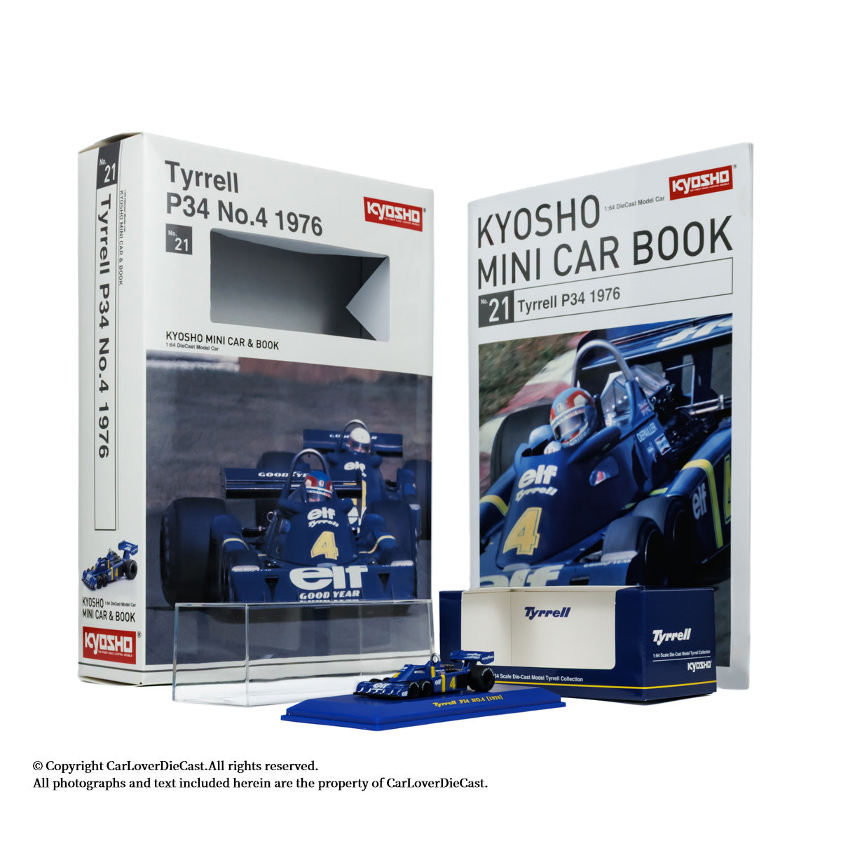 Kyosho 1:64 Tyrrell P34 No.4 1976 Diecast Car Model With Book Simplified Chinese Version (K07038B2-CL) Available Now