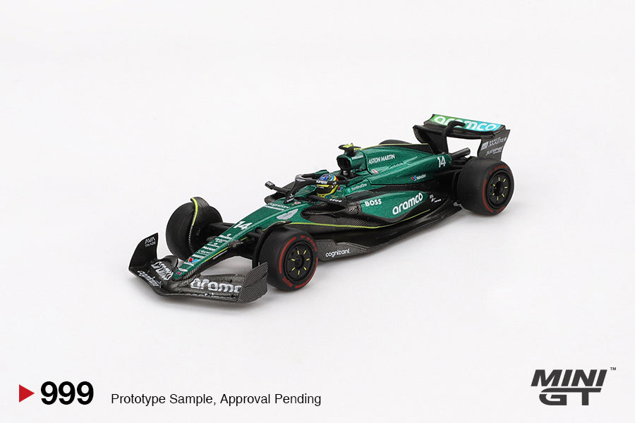 Mini GT 1:64 Aston Martin AMR24 #14 Fernando Alonso 2024 F1 2024 Bahrain GP (MGT00999) Diecast Car Model Available In August 2025 Pre Order Now