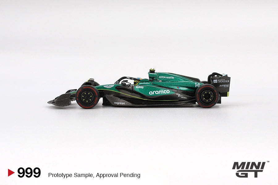 Mini GT 1:64 Aston Martin AMR24 #14 Fernando Alonso 2024 F1 2024 Bahrain GP (MGT00999) Diecast Car Model Available In August 2025 Pre Order Now