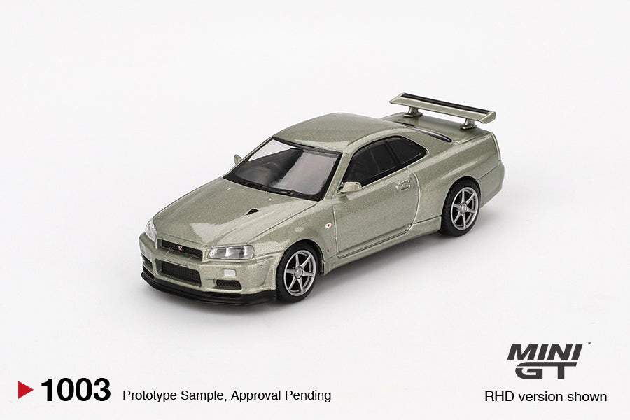 Mini GT 1:64 Nissan Skyline GT-R (R34) V-Spec II Nür Millenium Jade (MGT01003) Diecast Car Model Available In June 2025 Pre Order Now