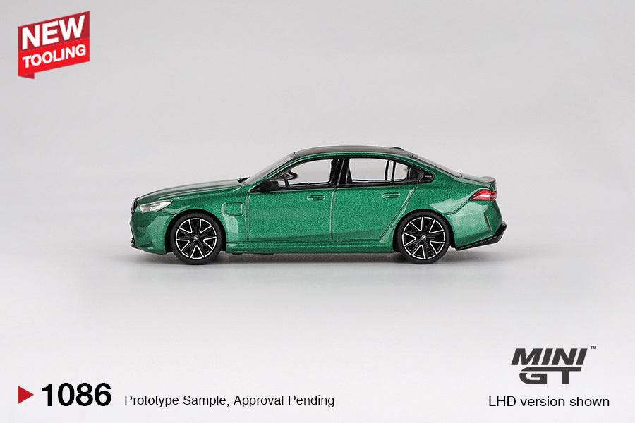 Mini GT 1:64 BMW M5 (G90) Isle of Man Green Metallic (MGT01086) Diecast Car Model Available In October 2025 Pre Order Now