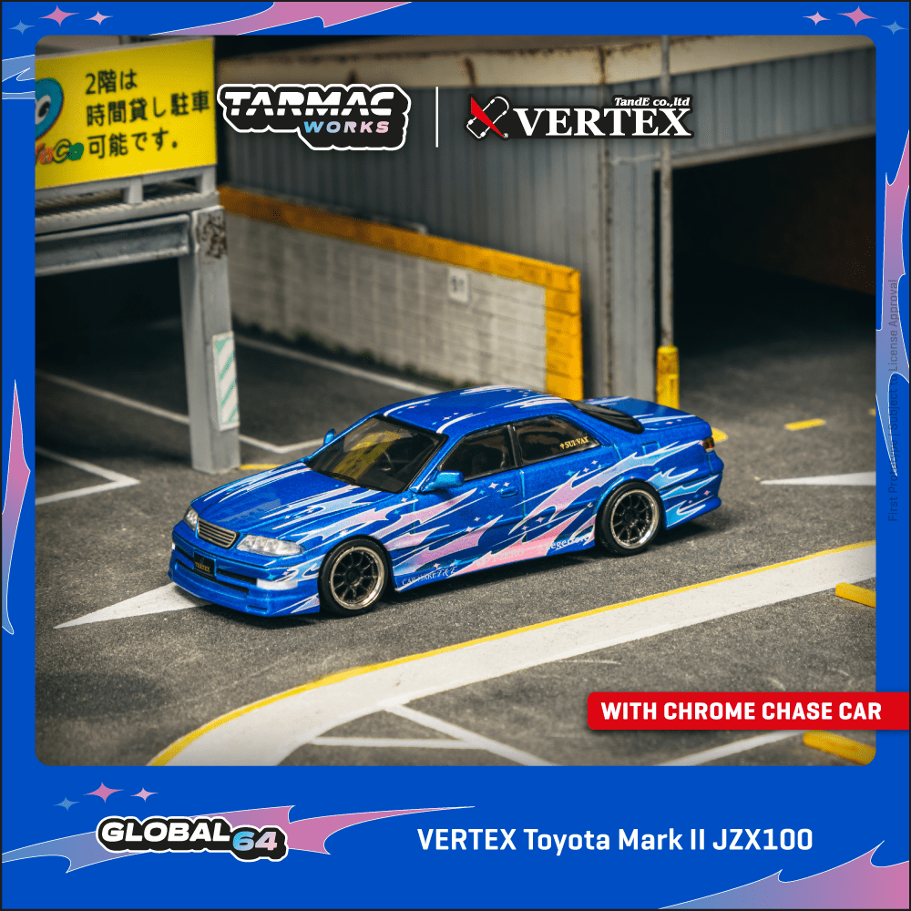 Tarmac Works 1:64 VERTEX Toyota Mark II JZX100 Blue Metallic (T64G-024-BL) Diecast Car Model Available In September 2025 Pre Order Now