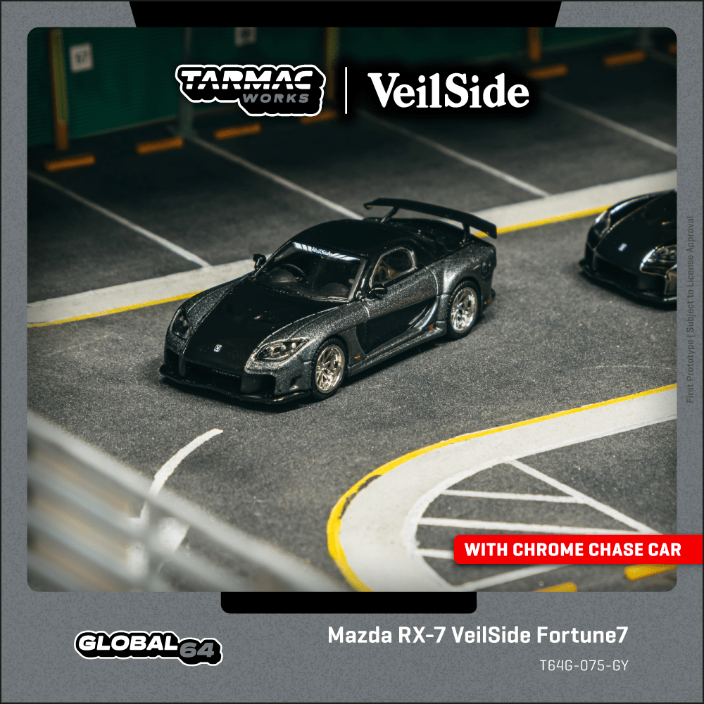 Tarmac Works 1:64 Mazda RX-7 VeilSide Fortune7 Grey metallic / Black (T64G-075-GY) Diecast Car Model Available In October 2025 Pre Order Now