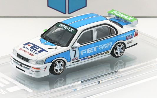 BM Creations 1:64 (Malaysia Exclusive) Toyota Corolla AE100 - JTCC 'FET' Super Tourer 1994 #7 (64B0454) Diecast Car Model Available Now