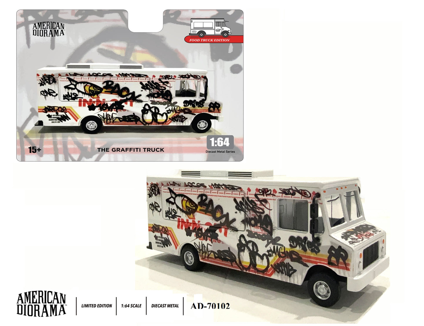 American Diorama 1:64 Food Truck series - Graffiti style / LB Cafe / The Black Truck ( AD-70102 / AD-70103 / AD-70201 ) Diecast Model Available In October 2025 Pre Order Now