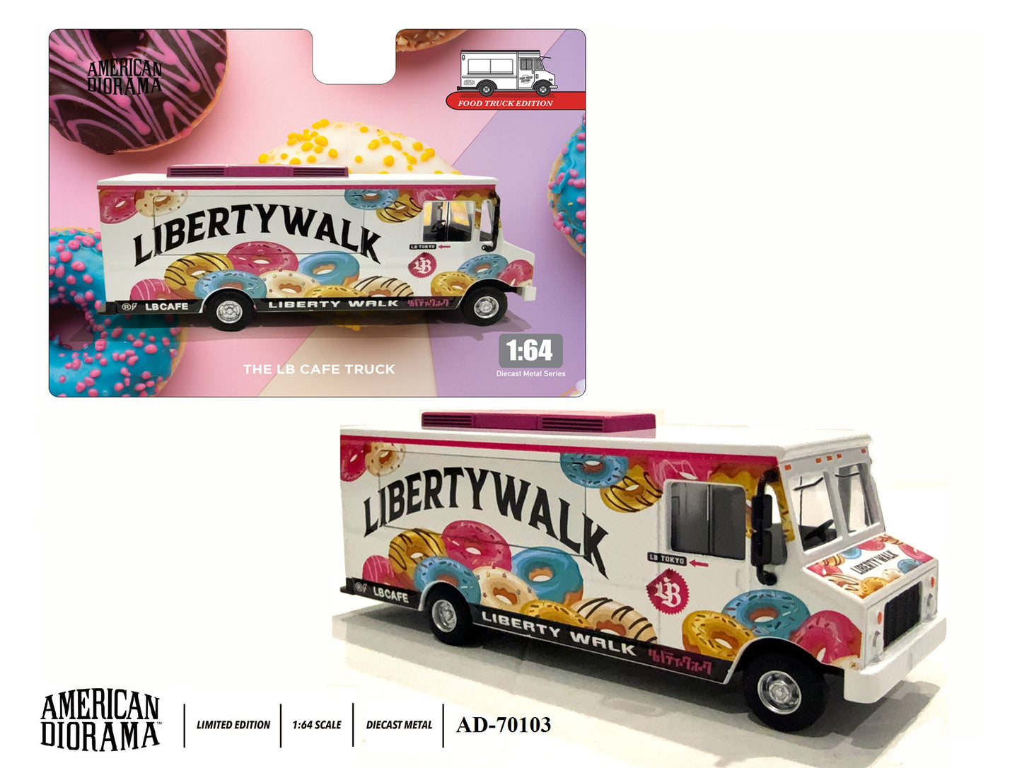 American Diorama 1:64 Food Truck series - Graffiti style / LB Cafe / The Black Truck ( AD-70102 / AD-70103 / AD-70201 ) Diecast Model Available In October 2025 Pre Order Now