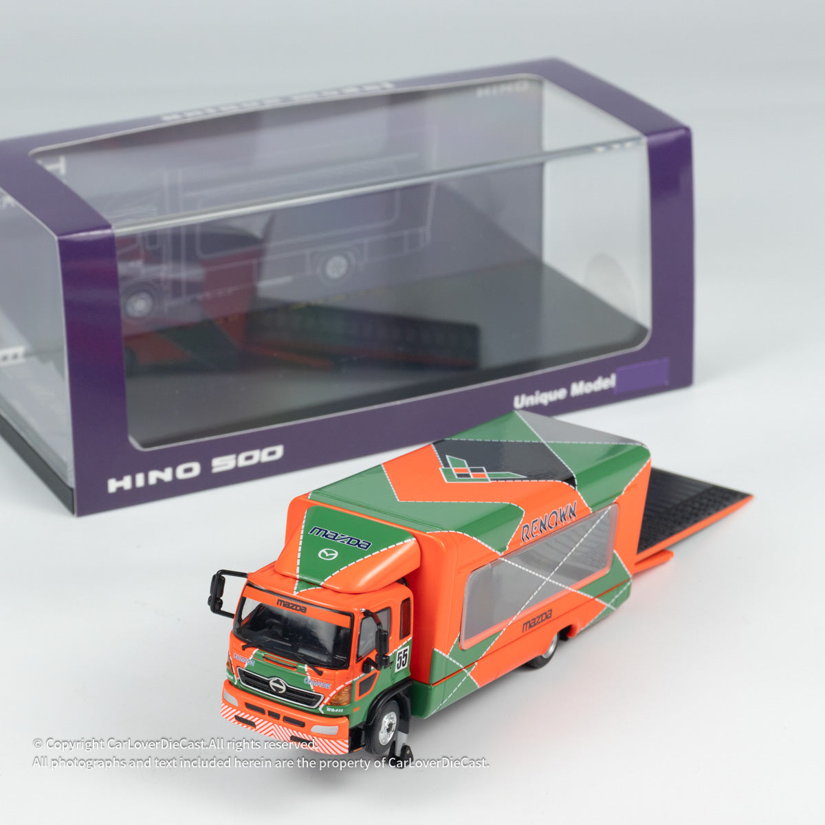 Unique Model 1:64 Hino 500 Ranger Mazda x RENOWN Elevating Container Transport Vehicle (UM001-014) Diecast Car Model AvailableNow