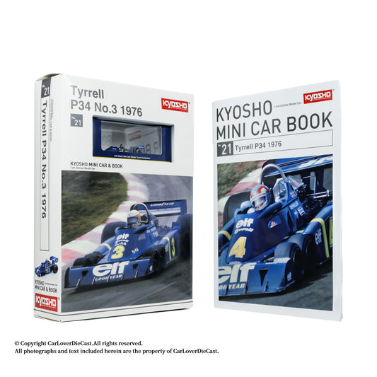 Kyosho 1:64 Tyrrell P34 No.3 1976 Diecast Car Model With Book Simplified Chinese Version (K07038B1-CL) Available Now