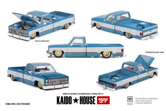Mini GT x Kaido House 1:64 Chevrolet Silverado Dually Vintage Spec V1 China Edition (KHMG192-CH) Diecast Car Model Available In September 2025 Pre Order Now