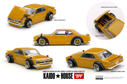 Mini GT x Kaido House 1:64 Nissan Skyline 2000 GT-R (KPGC10) Kaido Street V2 (KHMG228-CH) Diecast Car Model Available In October 2025 Pre Order Now