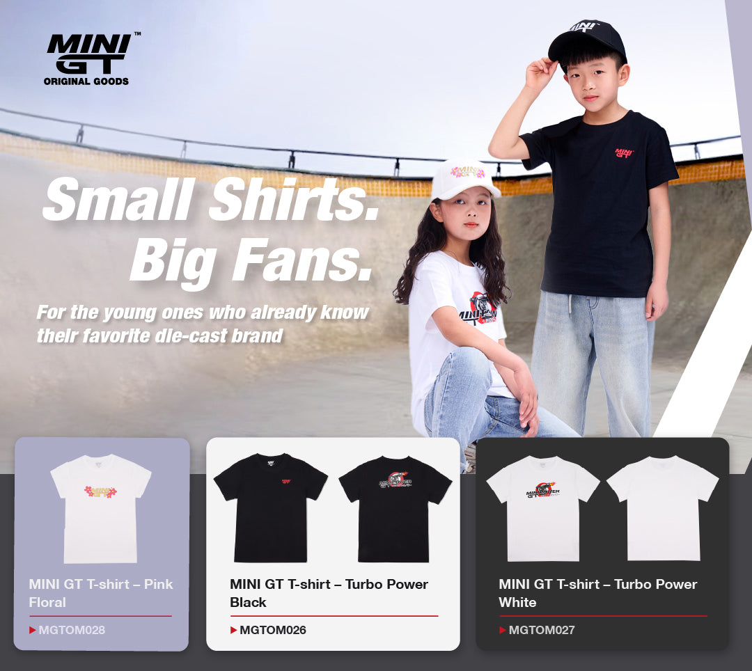 Mini GT T-shirt - Turbo Power Black / White (MGTOM026/MGTOM027) 100% Combed Cotton T-Shirt Available Now