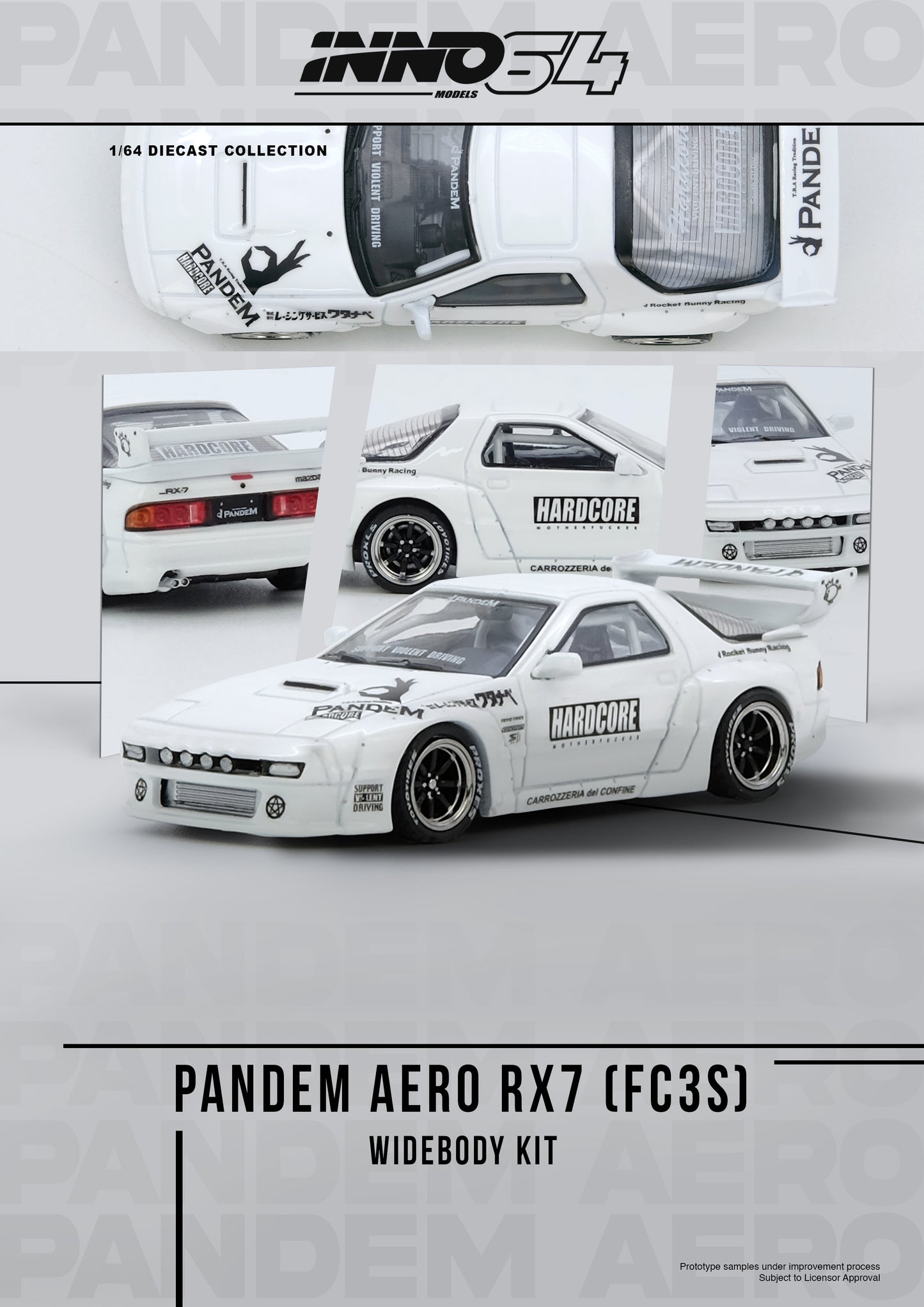 INNO 1:64 MAZDA RX7 (FC3S) "PANDEM AERO" Widebody Kit (IN64-RX7FCP-WHI1) Diecast Car Model Available In May 2025 Pre Order Now