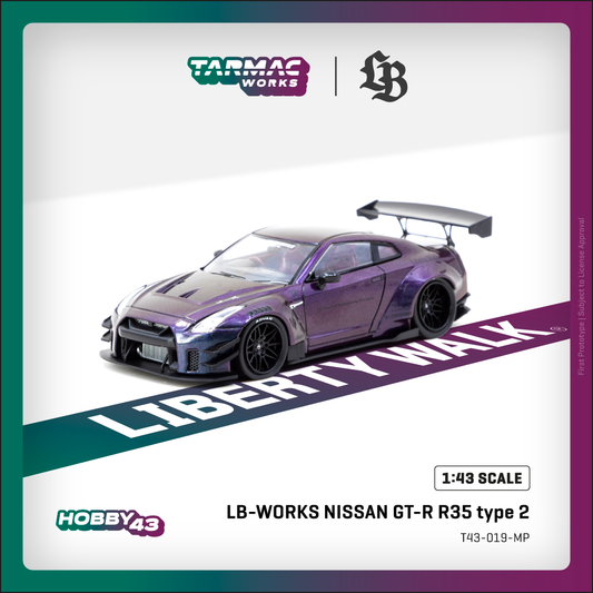 Tarmac Works 1:43 LB-WORKS NISSAN GT-R R35 type 2 Midnight purple (T43-019-MP) Diecast Car Model Available In October 2025 Pre Order Now