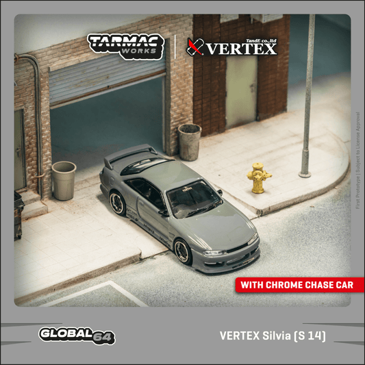 Tarmac Works 1:64 VERTEX Silvia (S14) Grey (T64G-018-GY) Diecast Car Model Available In September 2025 Pre Order Now