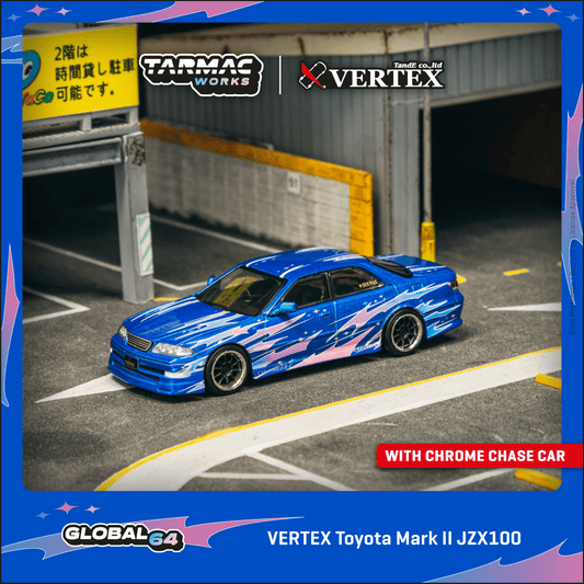 Tarmac Works 1:64 VERTEX Toyota Mark II JZX100 Blue Metallic (T64G-024-BL) Diecast Car Model Available In September 2025 Pre Order Now