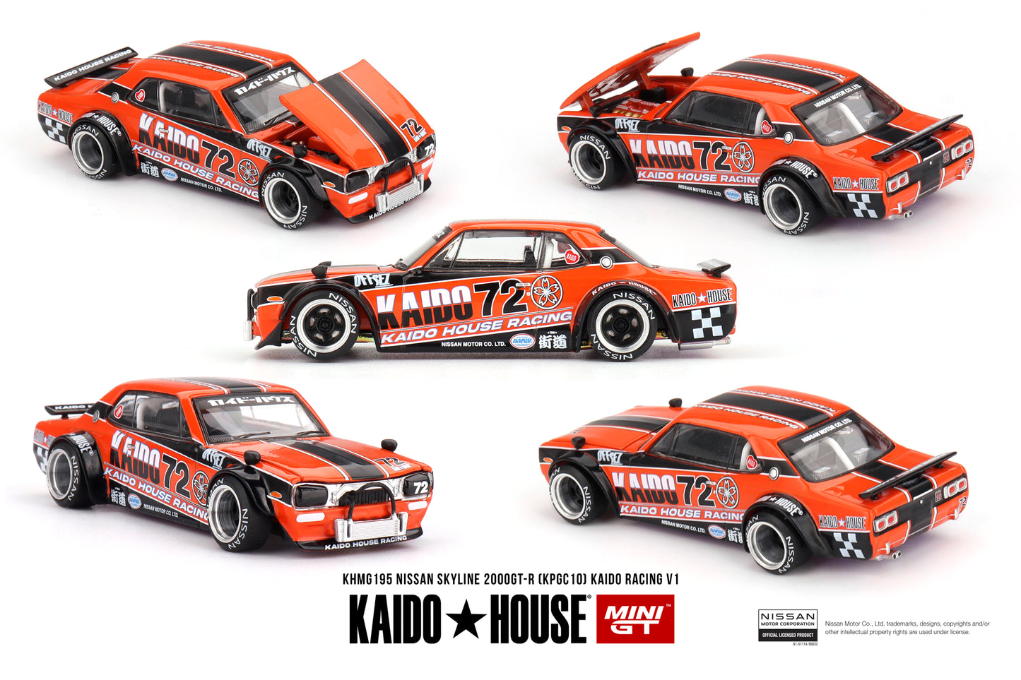 Mini GT x Kaido House 1:64 Nissan Skyline 2000GT-R (KPGC10) Kaido Racing V1 China Edition (KHMG195-CH) Diecast Car Model Available In August 2025 Pre Order Now